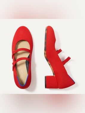 Rothy's The Double Buckle Mary Jane Heel Bright Red Size 7.5 New